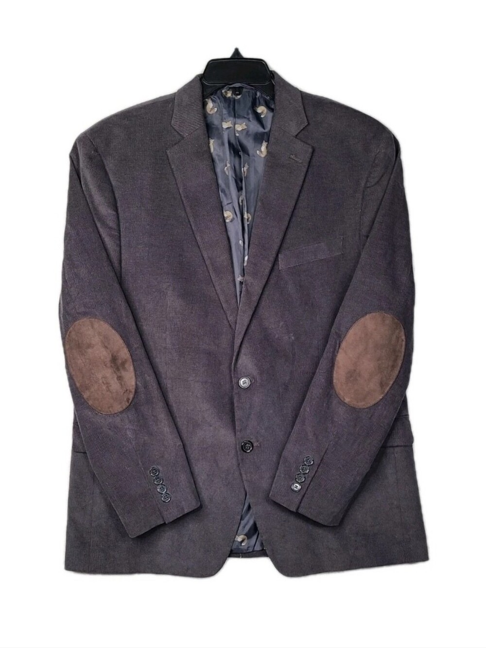 Lauren Ralph Lauren Mens Sport Coat Blazer Grey Corduroy Elbow Patch Size 44 R